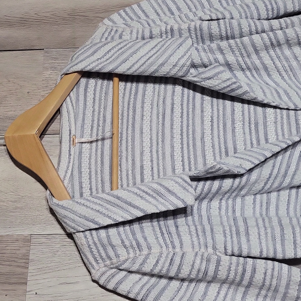 Free People Womens Medium Cropped Open Front Cardigan‎ Stripe Metallic Eloise - Picture 3 of 8